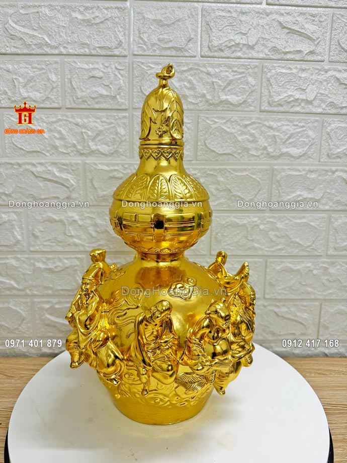 Hồ lô bát tiên bằng đồng mạ vàng 24K là vật phẩm phong thuỷ cao cấp tại Hoàng Gia